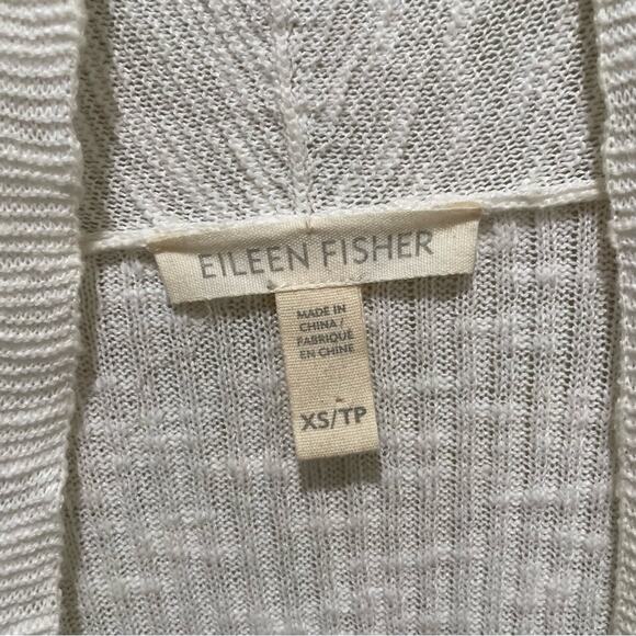 Eileen Fisher Organic Linen Blend Open Cardigan Sweater Oat White Marled Size Xs - Picture 9 of 9